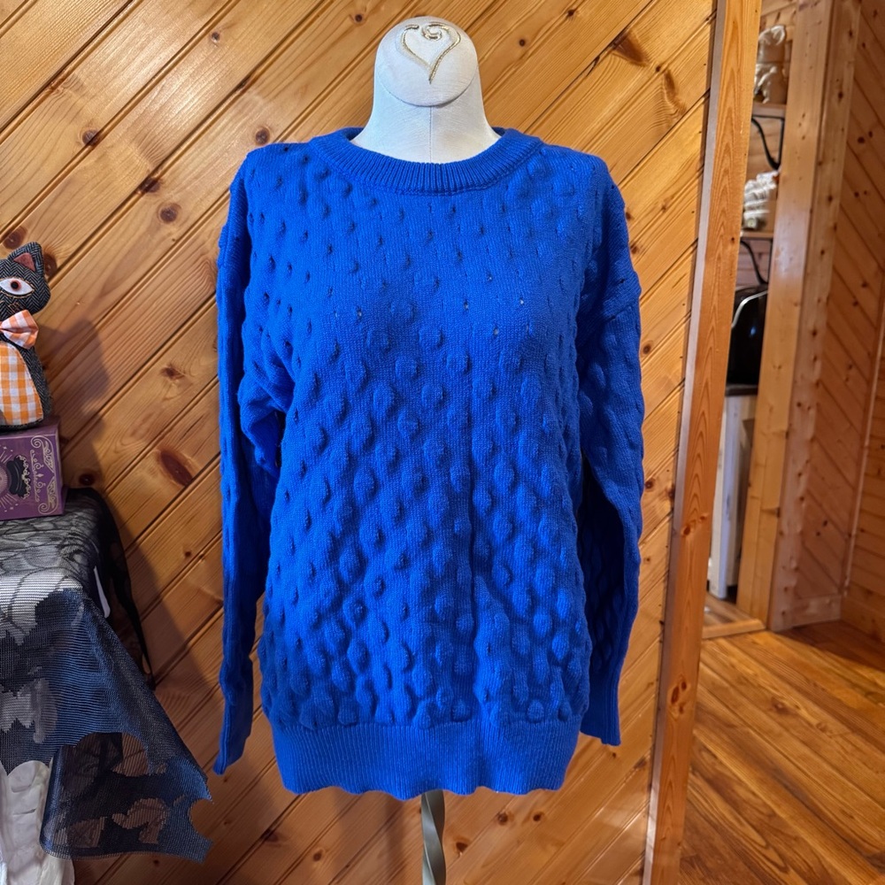 Vibrant Blue Textured Sweater
